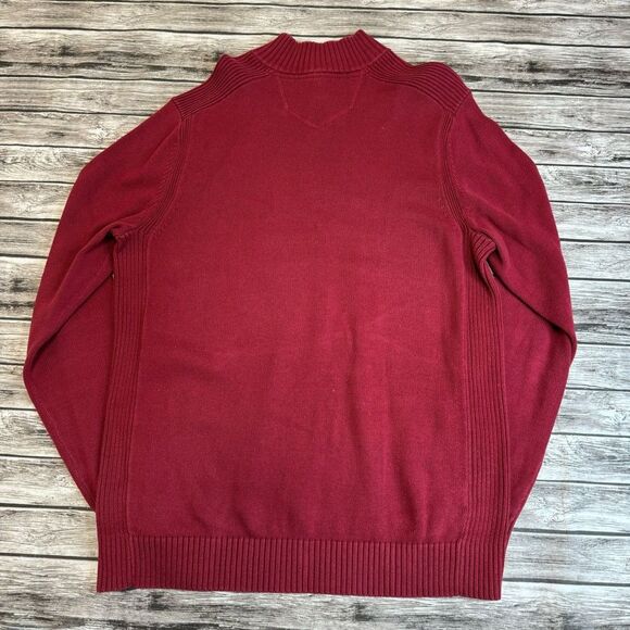 Eddie Bauer Men's Quarter Zipper Ribbed Sweater Garnet Red LT L LG Large TALL - Picture 2 of 11